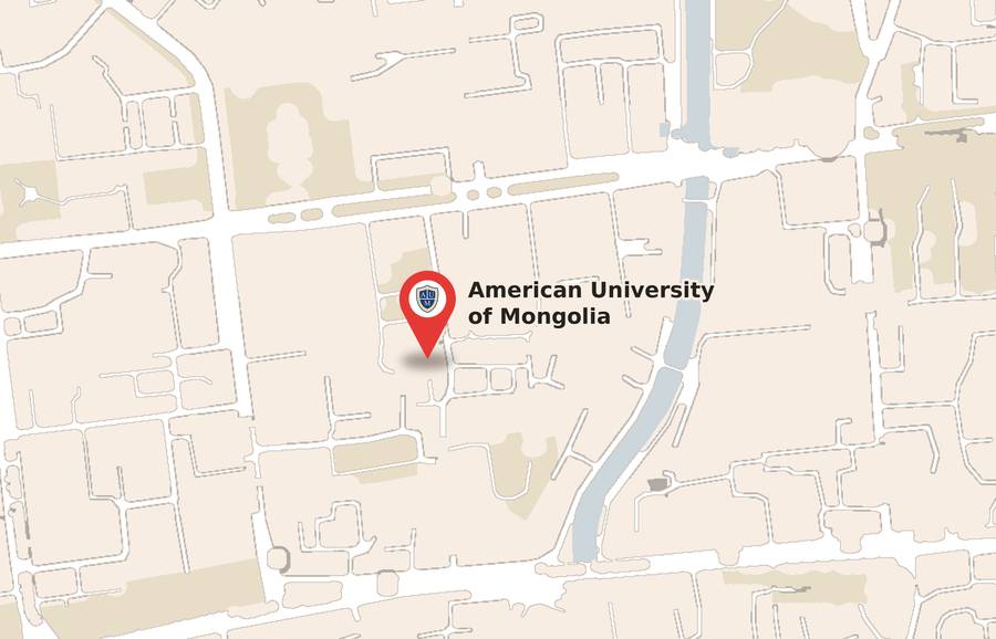 Map showing AUM's location near Sukhbaatar Square